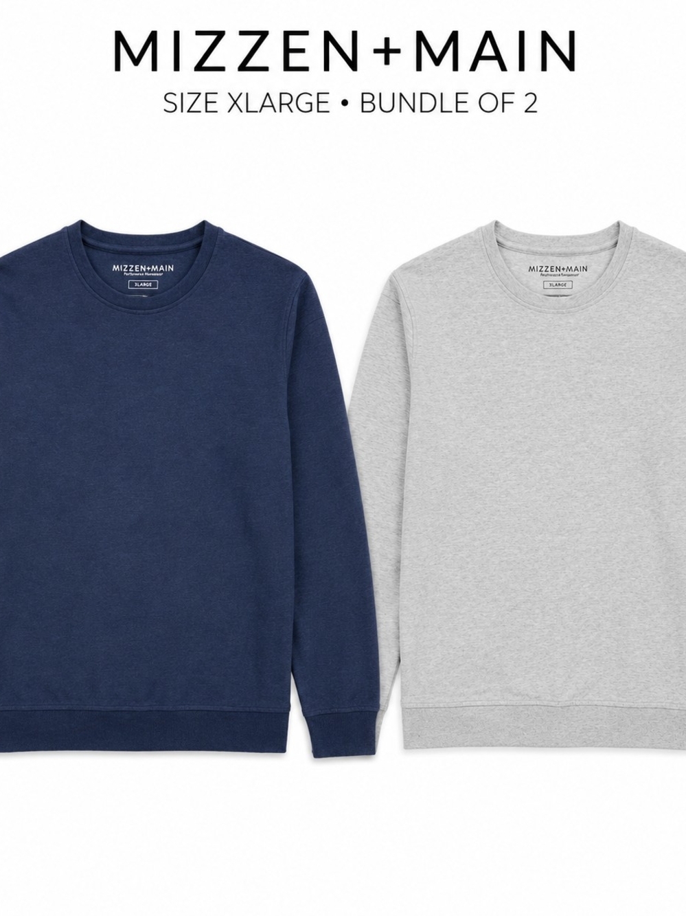 Mizzen+Main Crewneck Sweater Duo in Navy and Light Gray